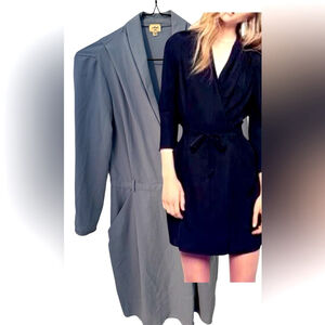 Wilfred x Aritzia Franca wrap dress slate blue grey mini classic office party 0